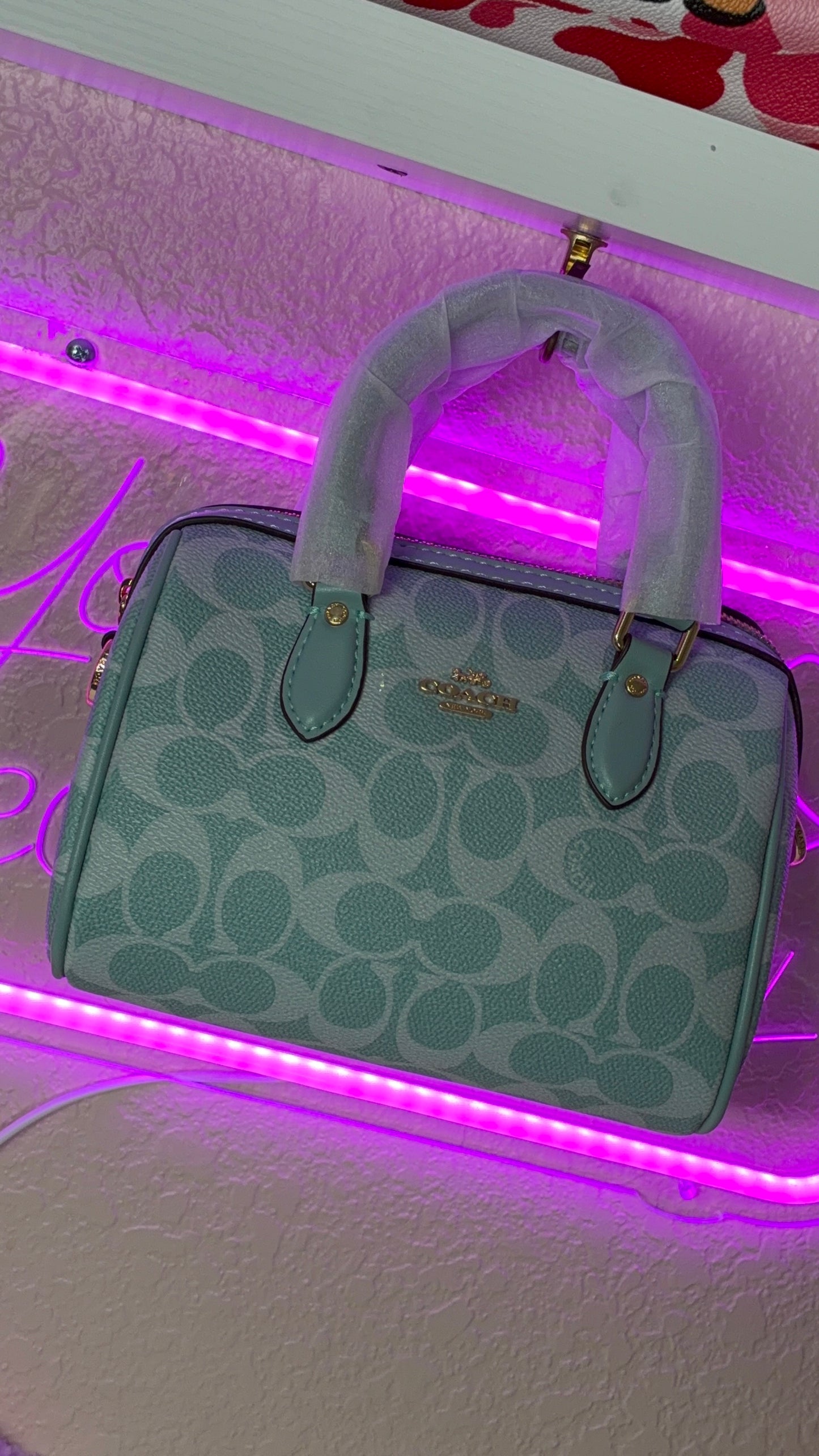 Coach Rowan Satchel 25 – Signature Canvas Aqua/Mint