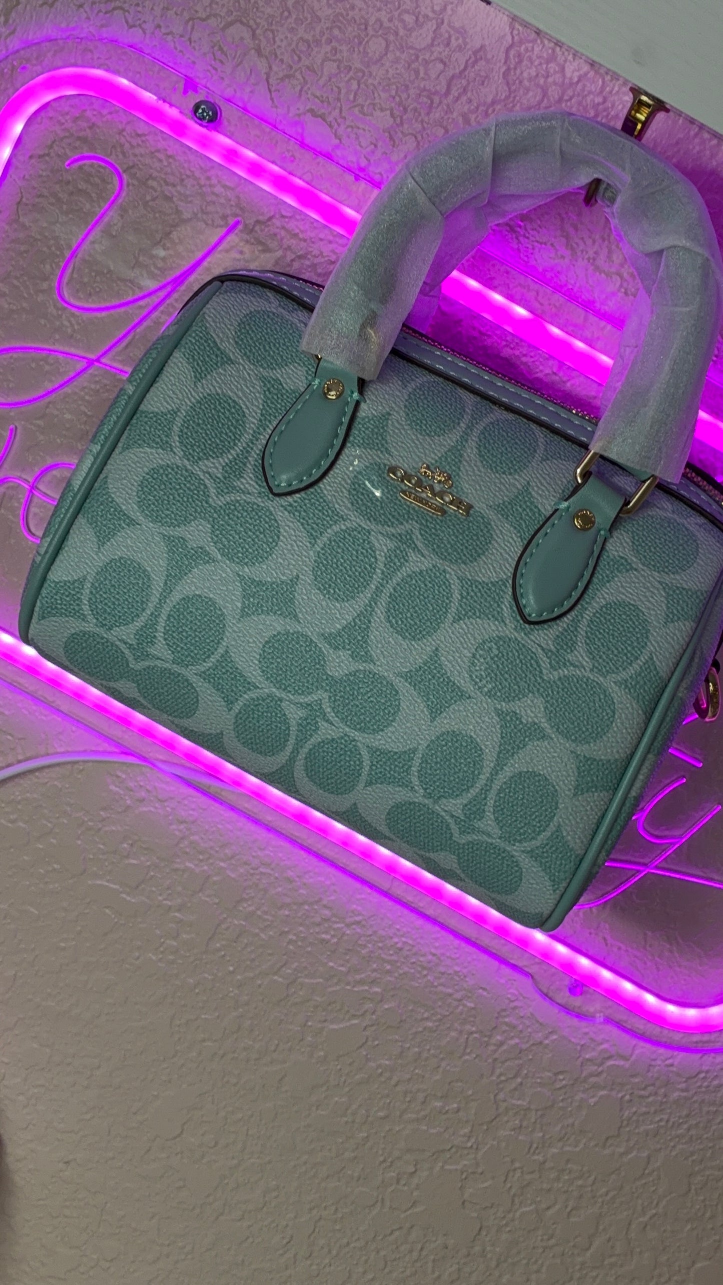 Coach Rowan Satchel 25 – Signature Canvas Aqua/Mint