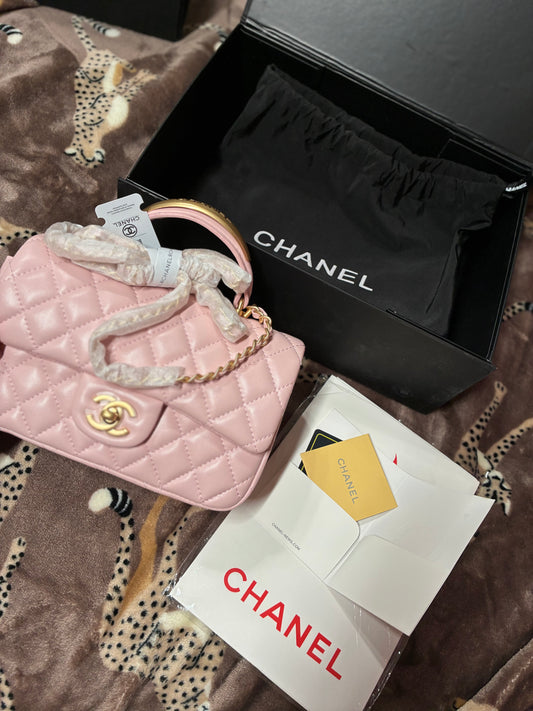 1 of 1 - Chanel Mini Coco Handle Flap Bag – Light Pink | Gold Hardware