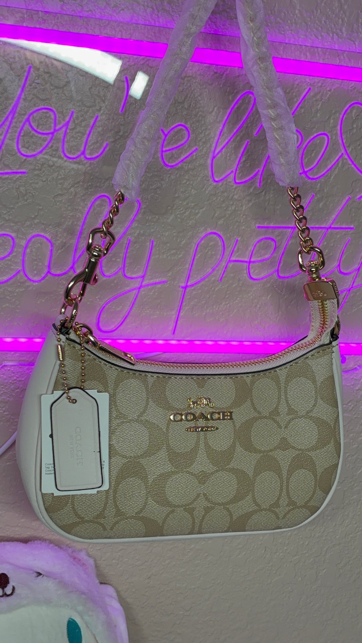Coach Nolita 19 Shoulder Bag – Signature Canvas with Chalk Leather Trim