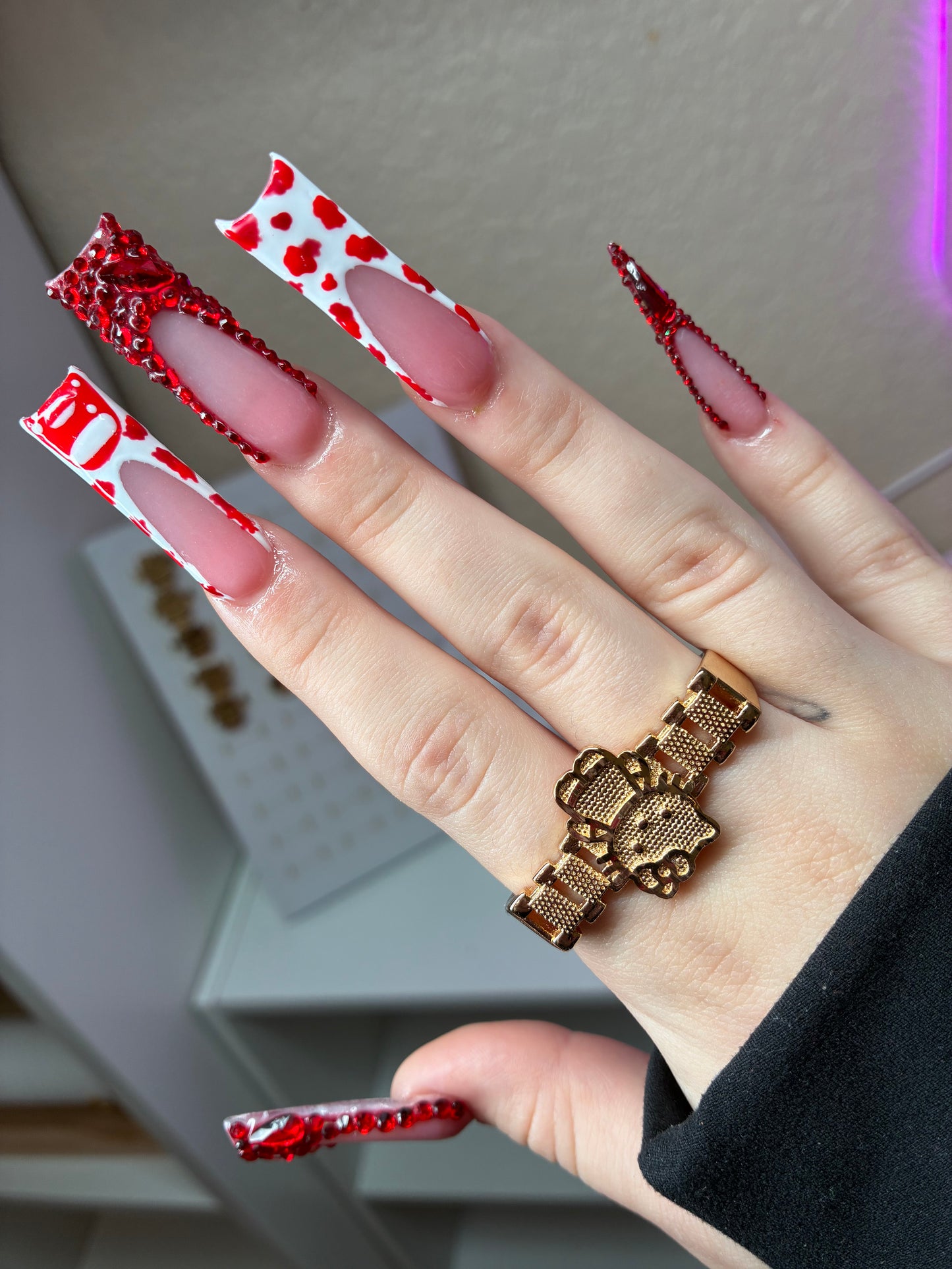 TWO FINGERED HELLO KITTY RING