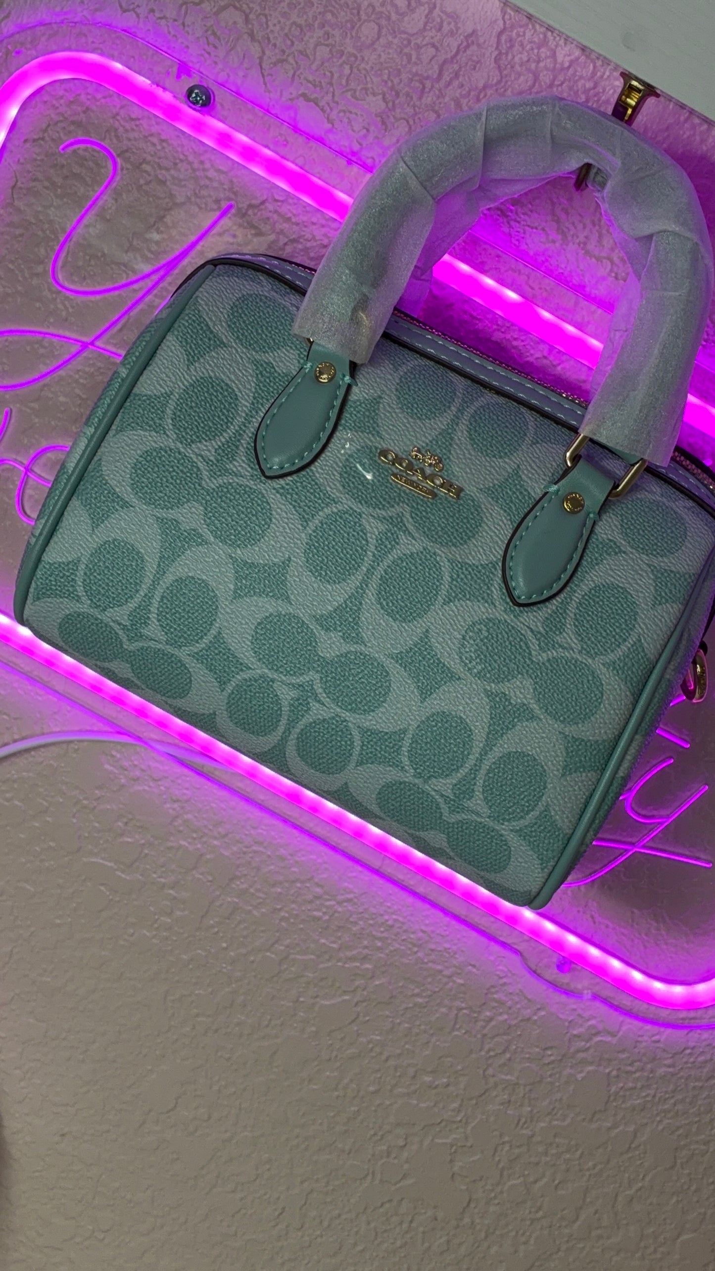 Coach Rowan Satchel 25 – Signature Canvas Aqua/Mint